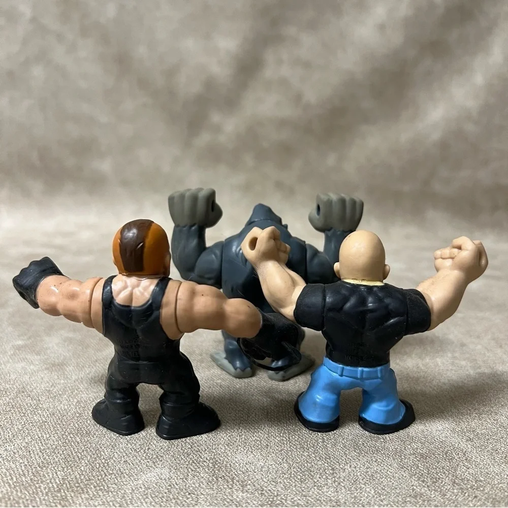 WWE Stetchable Action Figures - Lot Of 2 Wrestlers & 1 Gorilla